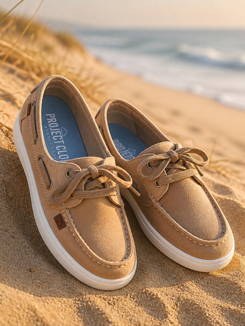 Women's Lightweight PROJECT CLOUD Brown Tan Canvas Boat Shoes Flats Size 8